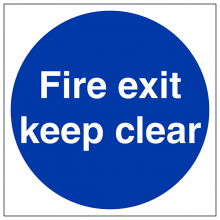 Fire Exit  Keep Clear Sign 200mm x 200mm Rigid Plastic